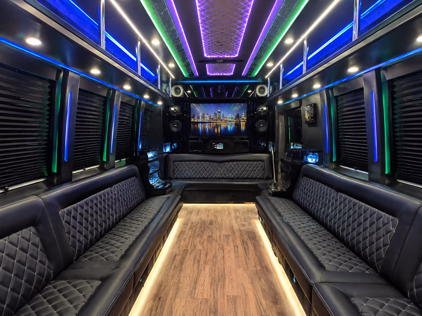 novi 25 passenger party bus interior